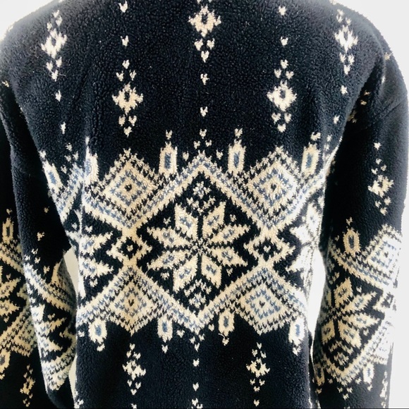 Vintage Eddie Bauer Made in Canada Blue Nordic Pullover Fleece Women Medium - Picture 9 of 9